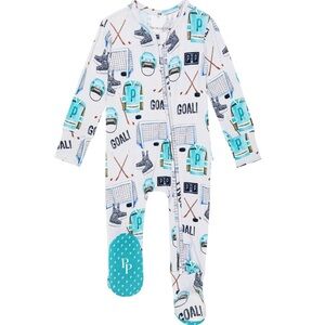 Posh Peanut Bamboo Footie- Hockey Print